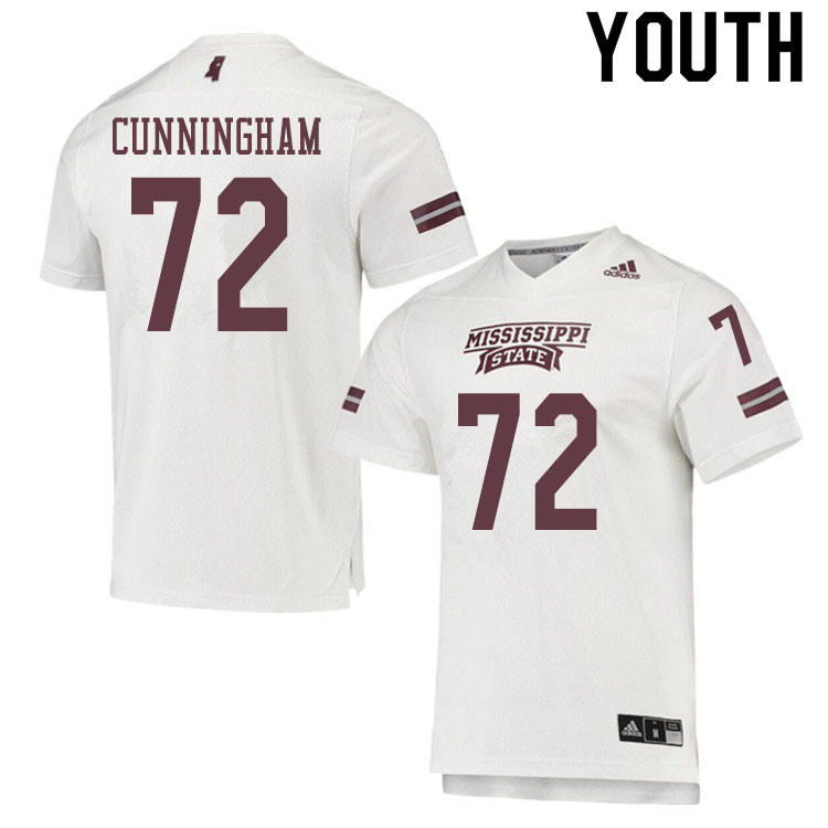 Youth #72 Brandon Cunningham Mississippi State Bulldogs College Football Jerseys Sale-White - Click Image to Close